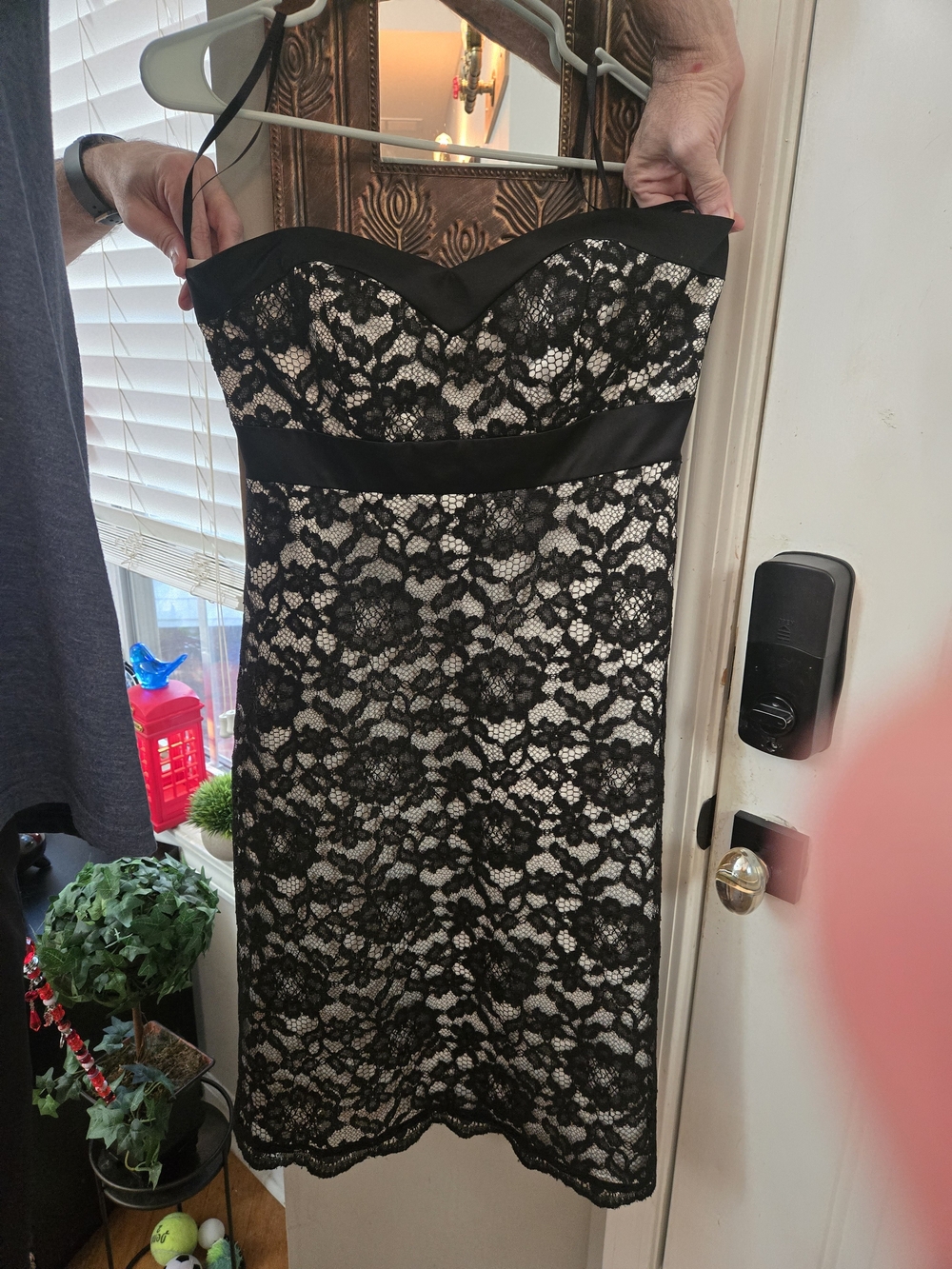 White House Black Market Strapless Black Lace Cocktail Dress - 8 - NWOT